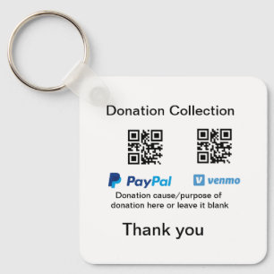 Donation Collection tip jar add your q r name caus Key Ring