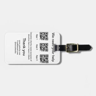 Donation Collection tip jar add your q r name caus Luggage Tag