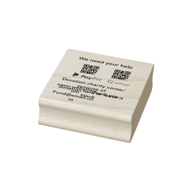 Donation Collection tip jar add your q r name caus Rubber Stamp (Stamp)
