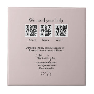 Donation Collection tip jar add your q r name caus Tile