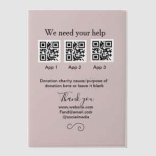Donation Collection tip jar add your q r name caus Vellum Invitations