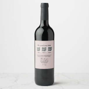 Donation Collection tip jar add your q r name caus Wine Label
