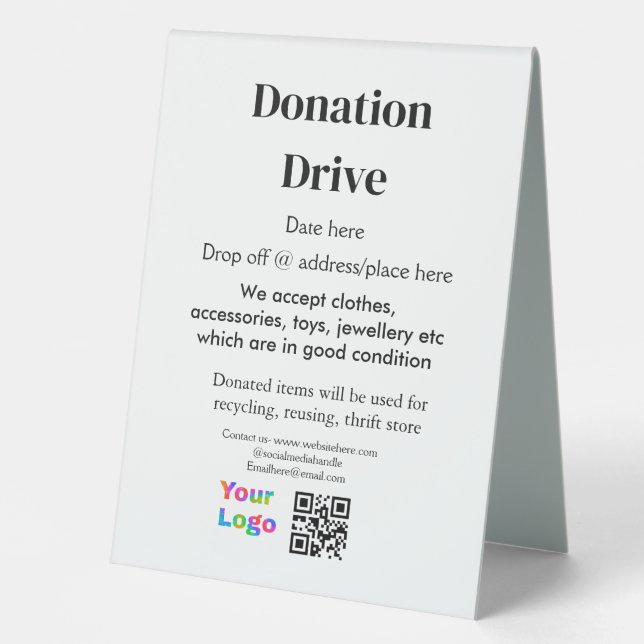 Donation drive add address date business name logo (Front)