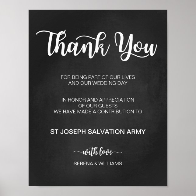 Donation Wedding Sign | Modern Calligraphy Signs (Front)