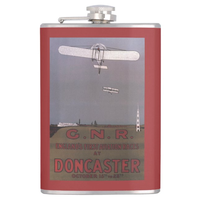 Doncaster, England - First Aviation Races Hip Flask (Front)