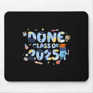 #done Cl Of 2025 Blue Theme Dog Graduation For Men Mouse Mat