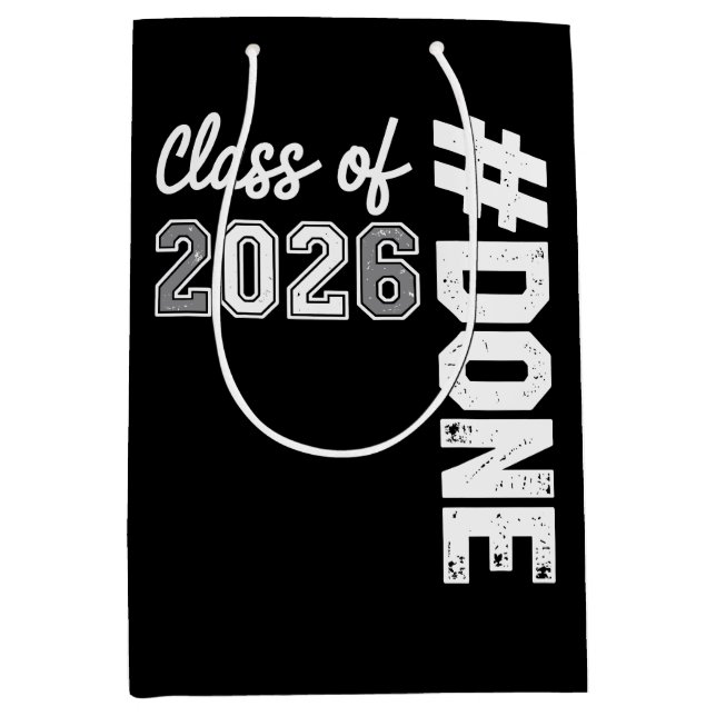DONE Class Of 2026 Graduation 26 Proud Graduate Medium Gift Bag (Front)