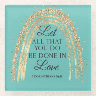 Done In Love Gold Rainbow Glass Coaster