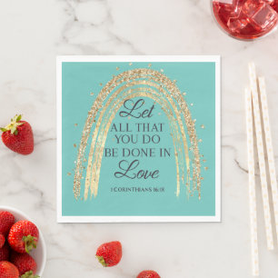 Done In Love Gold Rainbow  Napkin