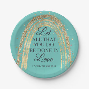 Done In Love Gold Rainbow  Paper Plate