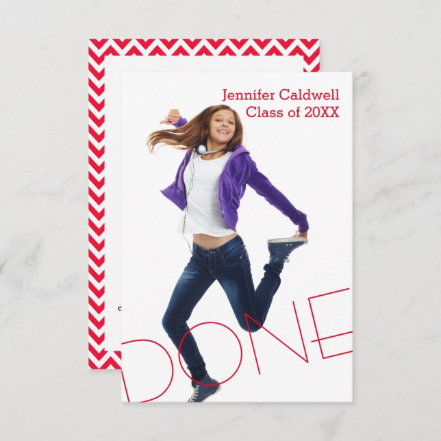 Done Photo Vertical - 3x5 Graduation Party Invite (Front/Back)