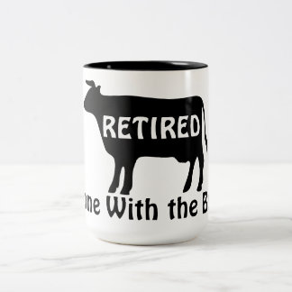 Done With the Bull Funny Cow Theme Retirement Two-Tone Coffee Mug