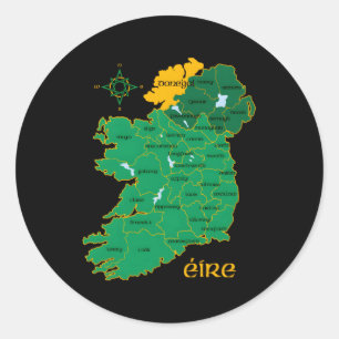 Donegal Ireland County Map Eire Irish Travel Classic Round Sticker