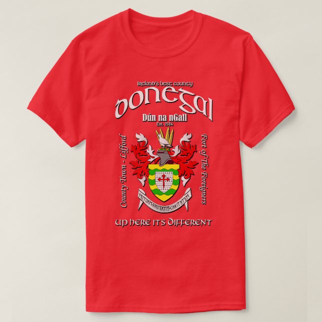 Donegal Ireland Irish Crest Coat of Arms T-Shirt (Design Front)
