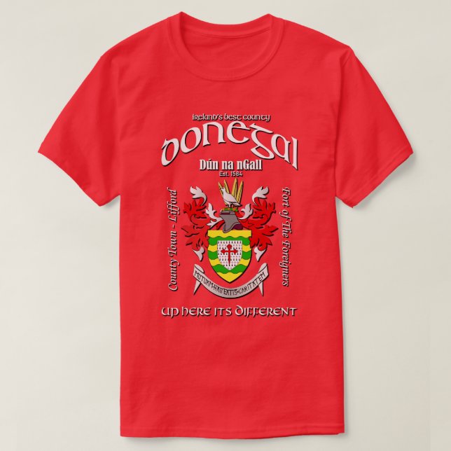 Donegal Ireland Irish Crest Coat of Arms T-Shirt (Design Front)