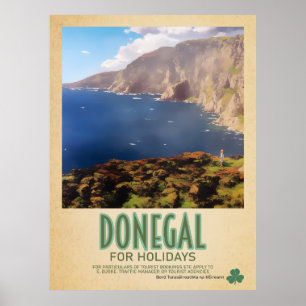 Donegal Ireland, Retro Irish Travel Advert Poster