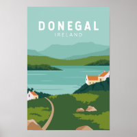 Donegal Ireland Retro Travel Art Vintage