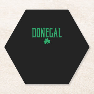 Donegal Text and Irish Shamrock Green Print T-Shir Paper Coaster