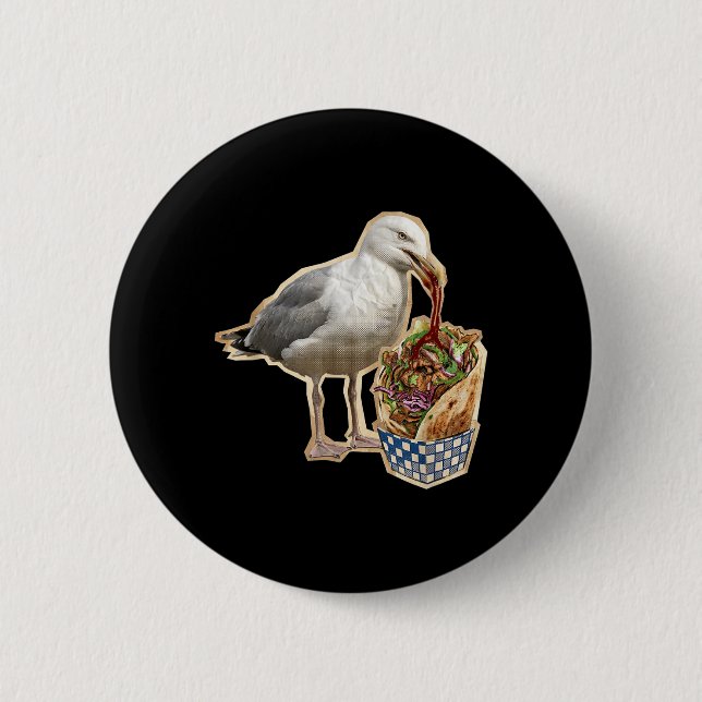 Doner Kebab Seagull 6 Cm Round Badge (Front)