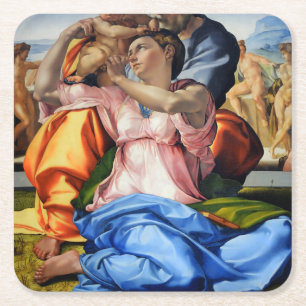 Doni Tondo, Doni Madona (detail), Michelangelo, 15 Square Paper Coaster