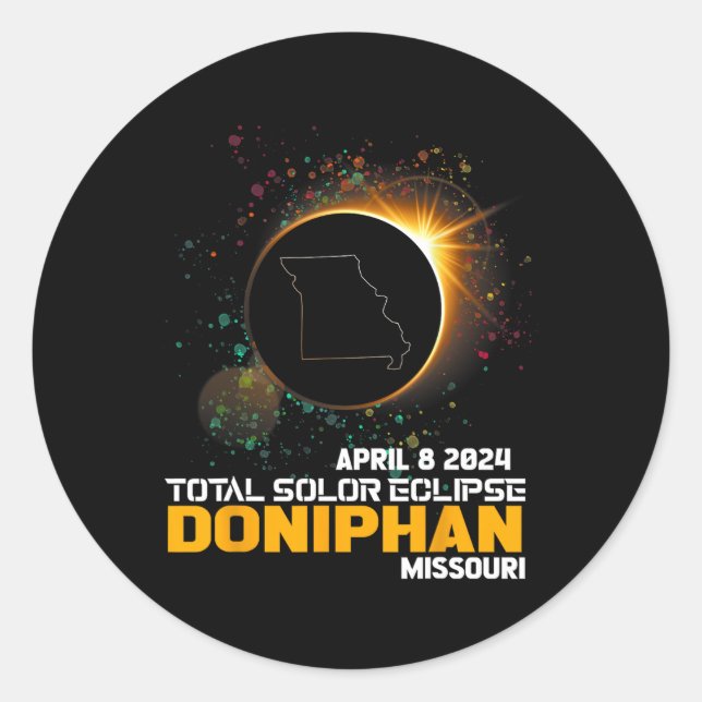 Doniphan Missouri Total Solar Eclipse 2024  Classic Round Sticker (Front)