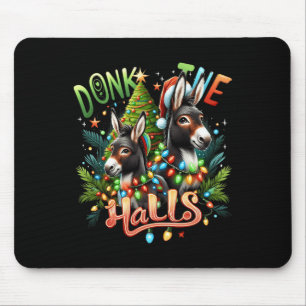 Donk The Halls Christmas Donkeys Tangled In Christ Mouse Mat