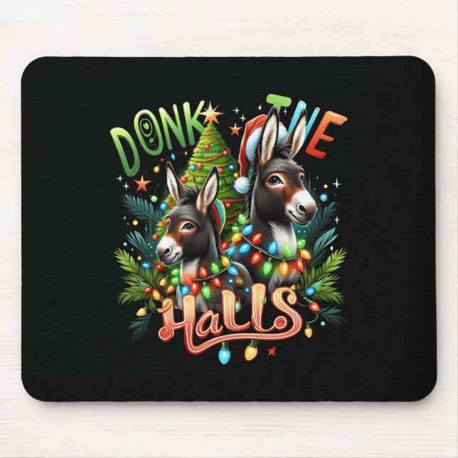 Donk The Halls Christmas Donkeys Tangled In Christ Mouse Mat (Front)