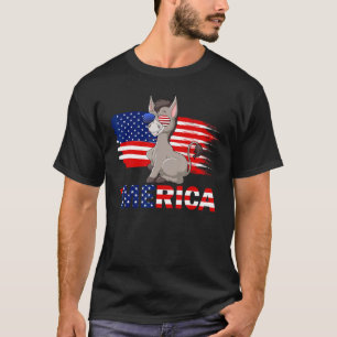 Donkey American Flag Sunglasses Patriotic 4th Of J T-Shirt