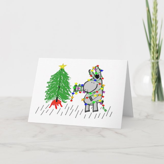 donkey and christmas lights holiday card (Front)
