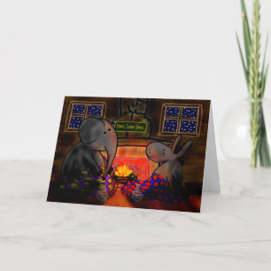 donkey and elephant by fire card