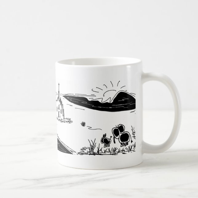 donkey and elephant with bug and cathedral coffee mug (Right)