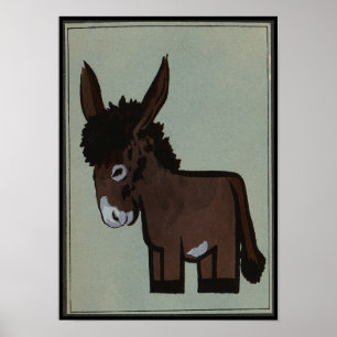 Donkey - Antiquarian, Colourful Book Illustration Poster