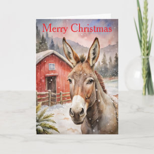 Donkey at Christmas Holiday Card