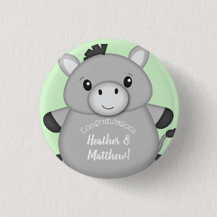 Donkey Baby Shower Green 3 Cm Round Badge