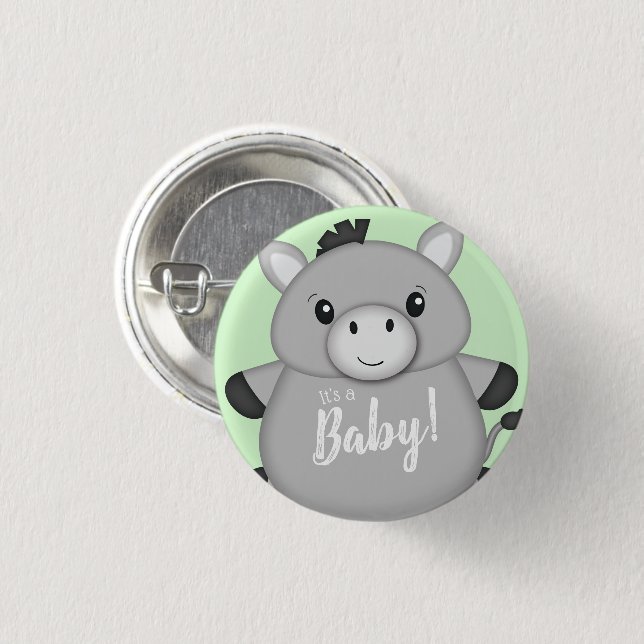 Donkey Baby Shower Green 3 Cm Round Badge (Front & Back)