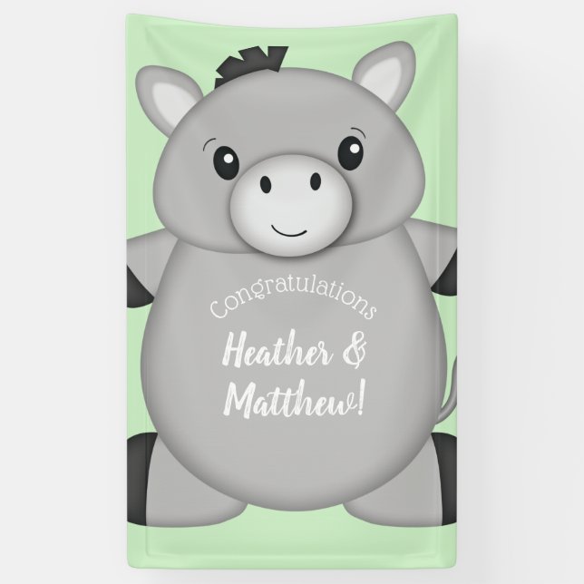Donkey Baby Shower Green Banner (Vertical)