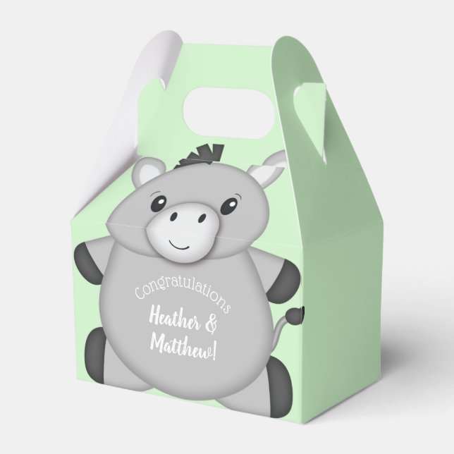 Donkey Baby Shower Green Favour Box (Front Side)