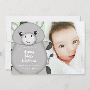 Donkey Baby Shower Green Invitation
