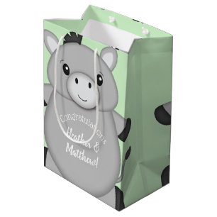 Donkey Baby Shower Green Medium Gift Bag