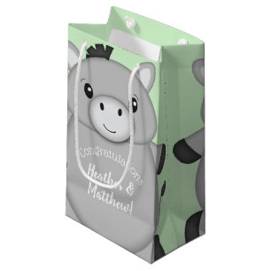 Donkey Baby Shower Green Small Gift Bag