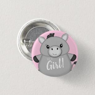 Donkey Baby Shower Pink 3 Cm Round Badge
