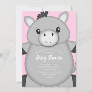 Donkey Baby Shower Pink Invitation