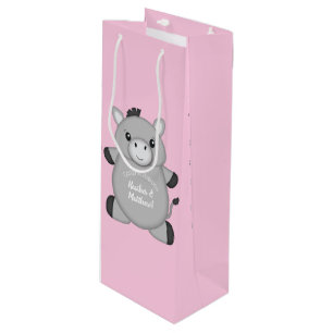 Donkey Baby Shower Pink Wine Gift Bag