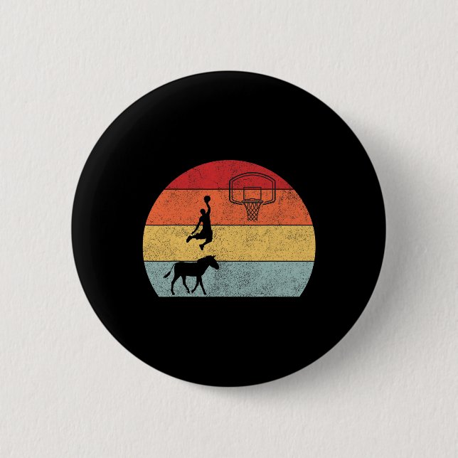 Donkey basketball Player Coach Sport ride donkey b 6 Cm Round Badge (Front)