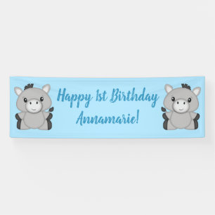 Donkey Birthday Party Blue Banner