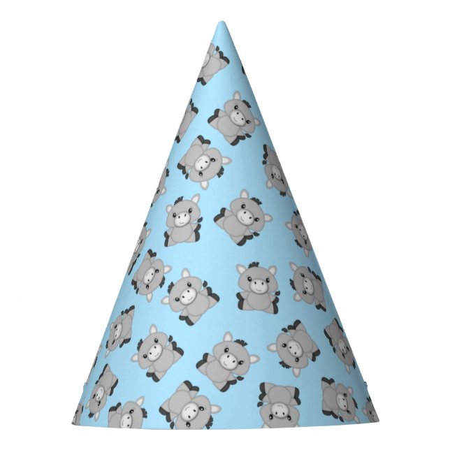Donkey Birthday Party Blue Party Hat (Front)