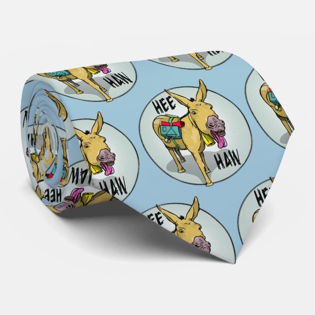 Donkey Braying HEE HAW Tie (Rolled)