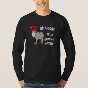 Donkey Burro Mule With Red Hat Fedora T-Shirt