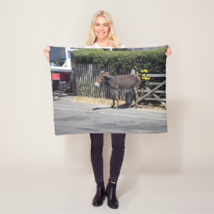 Donkey by the Gate Fleece Blanket