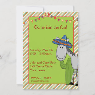 Donkey Cactus Fiesta Invitation